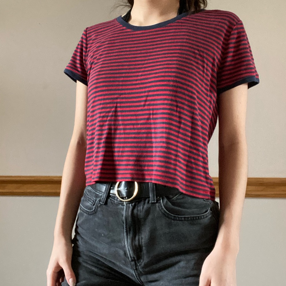 Red & blue stripped tee